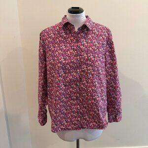 Ditsy print long sleeved cotton blouse
